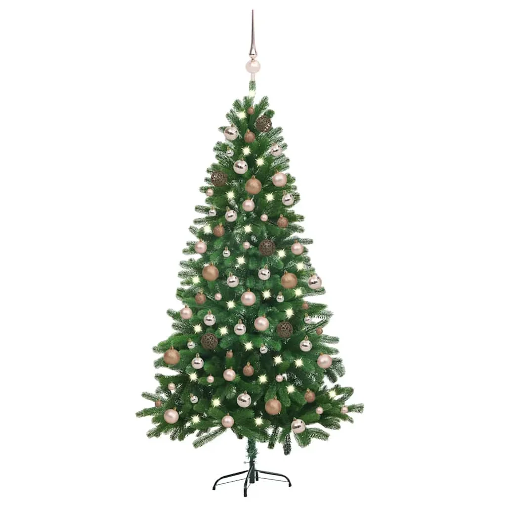 vidaXL Forhåndsbelyst kunstig juletre med kulesett 150 cm grønn v:8532500