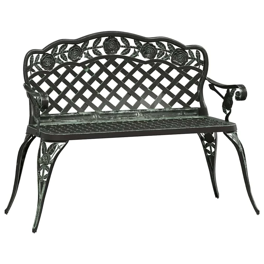 vidaXL Hagebenk 108 cm støpt aluminium grønn v:2308578
