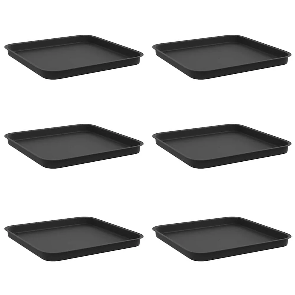 vidaXL Firkantet Blomsterbrett 6 stk. Svart 32 x 32 x 2,5 cm Plast v:9691441