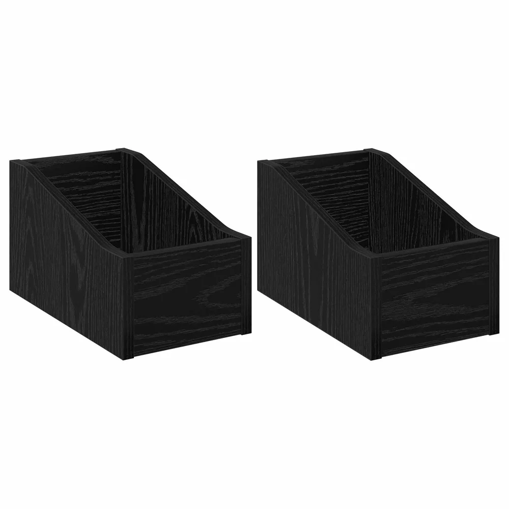 vidaXL LP-plateboks 2 stk. Svart eik 18 x 32 x 18 cm Konstruert tre v:434930