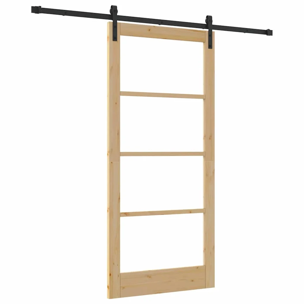 vidaXL Skyvedør ORKDAL Naturlig 93 x 202 cm Massivt furutre og glass v:6876715