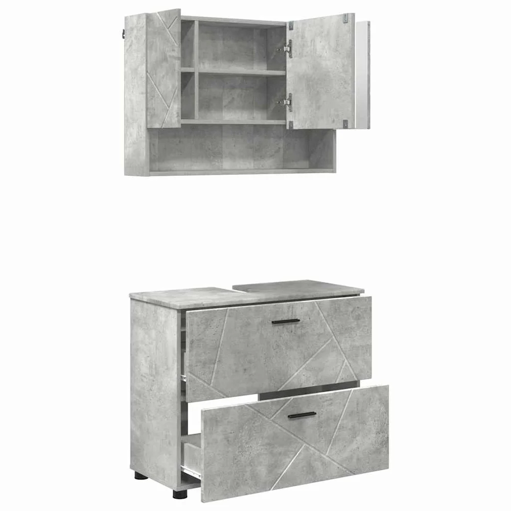 vidaXL Baderomsinnredningssett 2 stk. Betonggrå 76,5 x 35 x 64 cm v:4206655