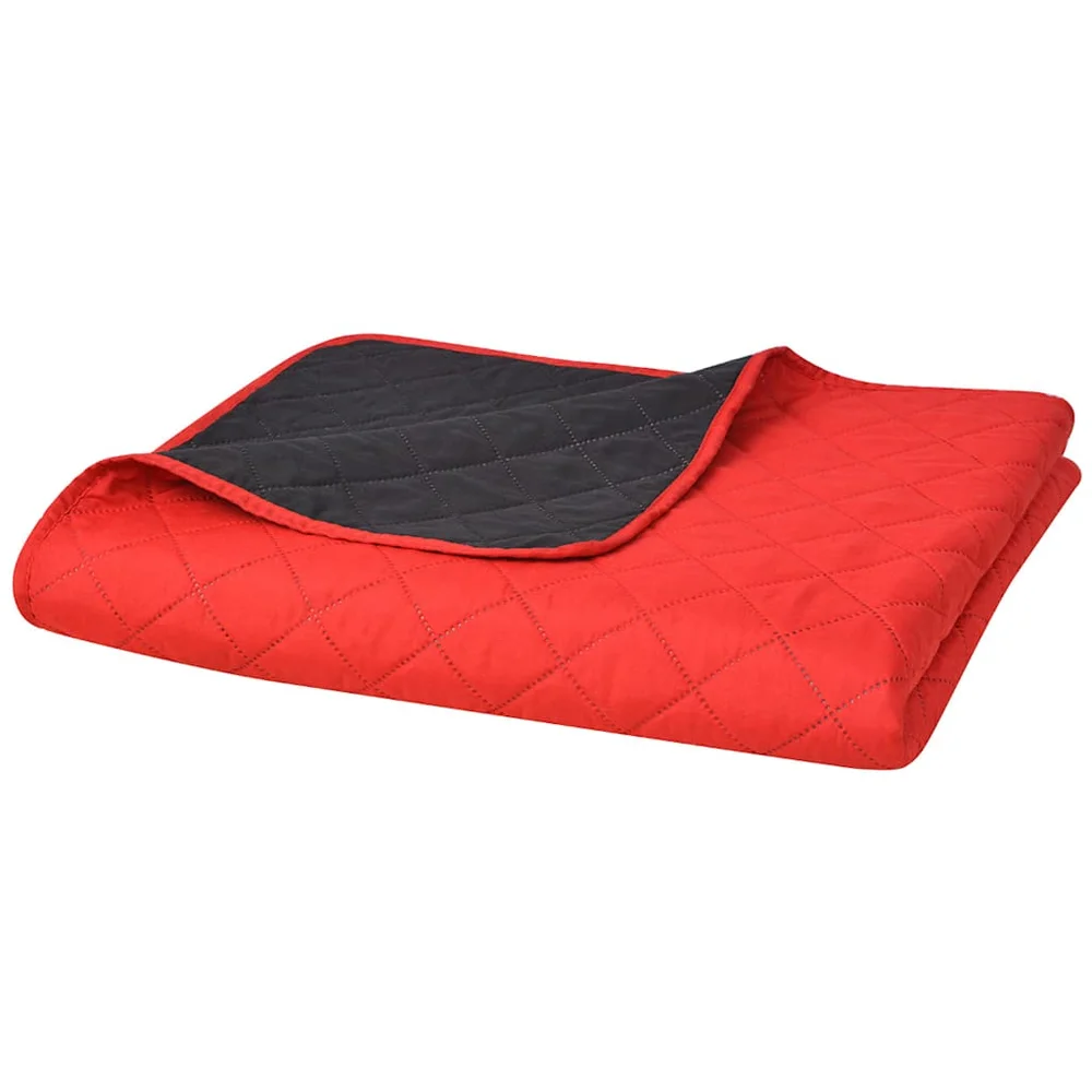 vidaXL Dobbeltsidig vattert sengeteppe rød og sort 170×210 cm v:9138049 vidaXL Dobbeltsidig vattert sengeteppe rød og sort 170×210 cm v:9138049