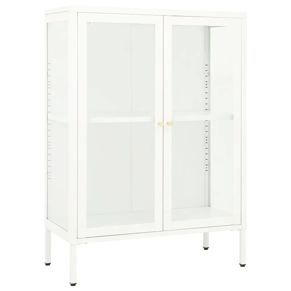 vidaXL Skjenk hvit 75x35x105 cm stål og glass v:3448497