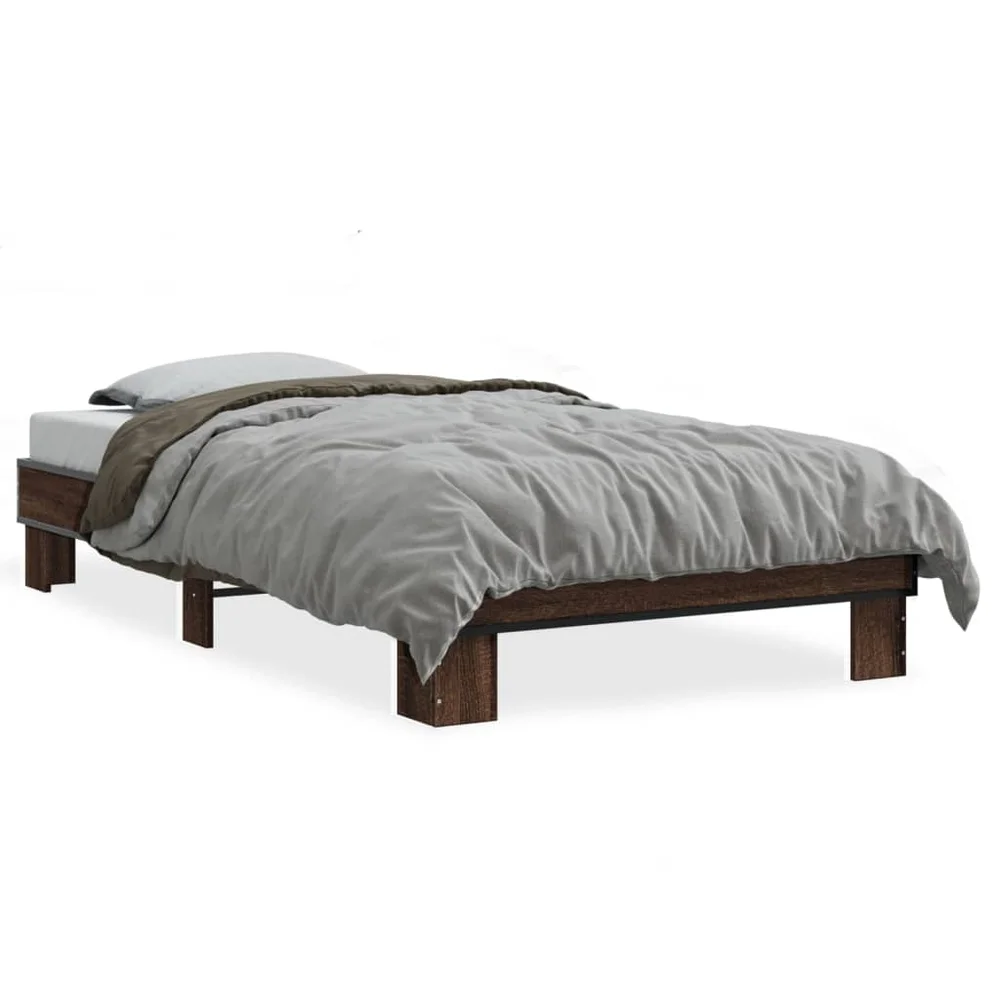 vidaXL Sengeramme brun eik 75x190 cm konstruert tre og metall v:905881
