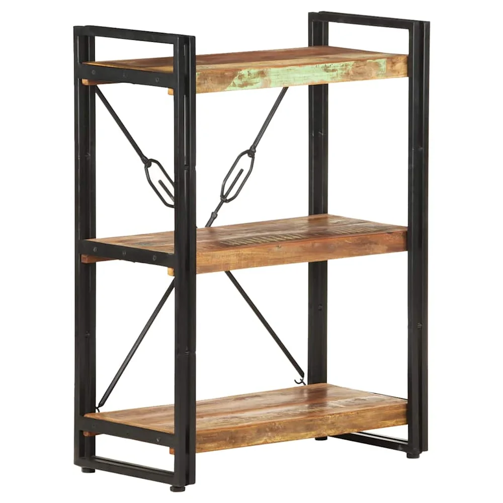 vidaXL Bokhylle 3 etasjer 60x30x80 cm gjenvunnet heltre v:8396561