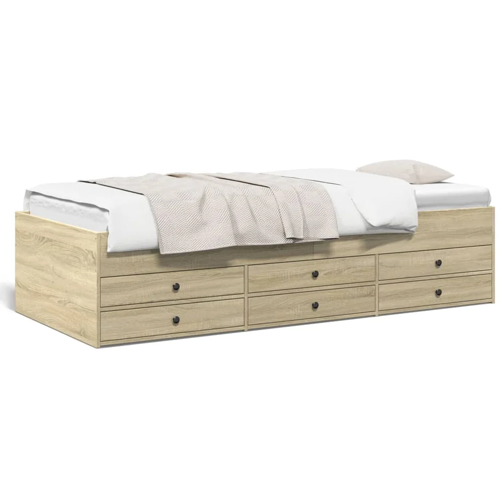 vidaXL Dagseng med skuffer uten Madrass sonoma eik 100×200 cm v:6543308 vidaXL Dagseng med skuffer uten Madrass sonoma eik 100×200 cm v:6543308