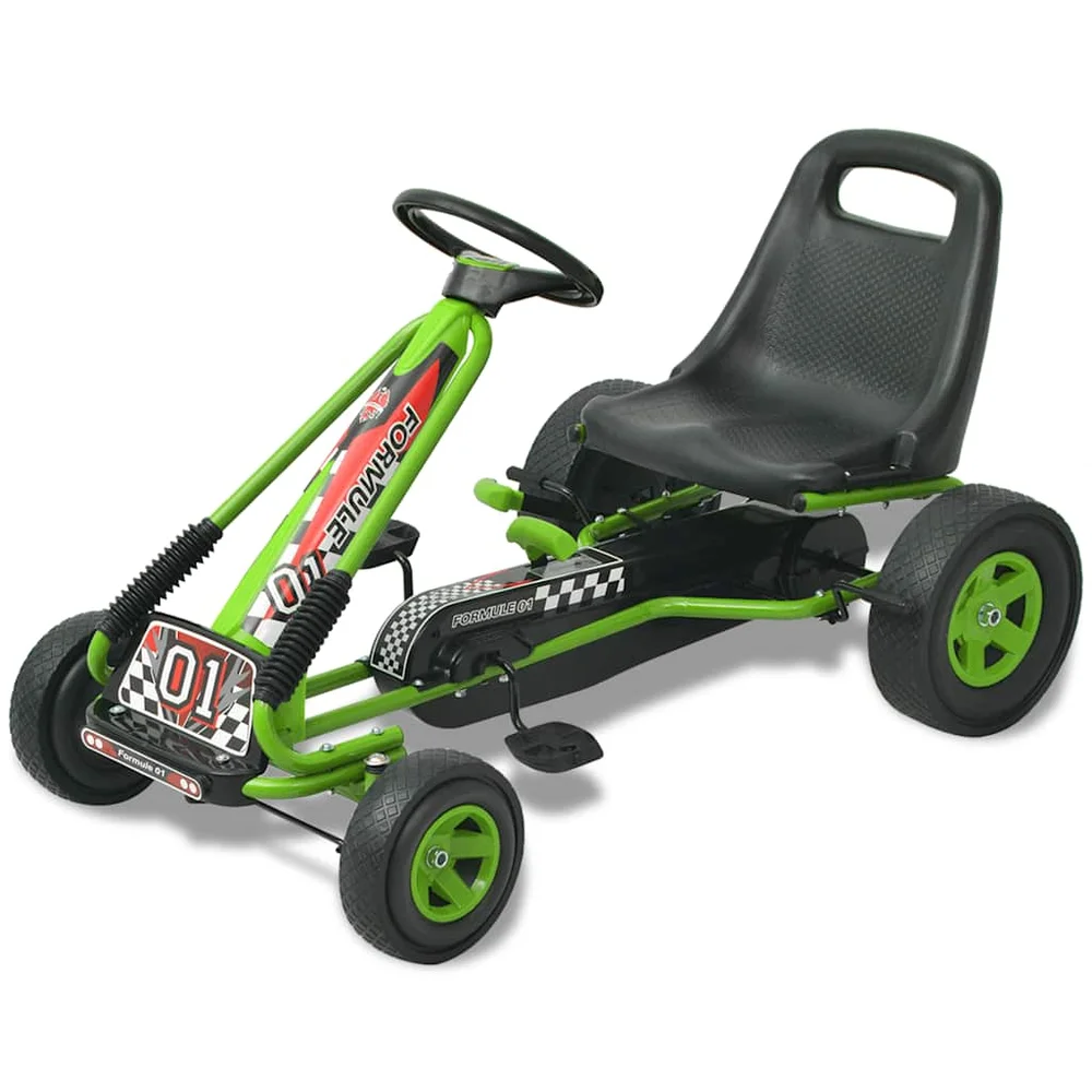 vidaXL Pedal-go-kart med justerbart sete grønn v:9667545