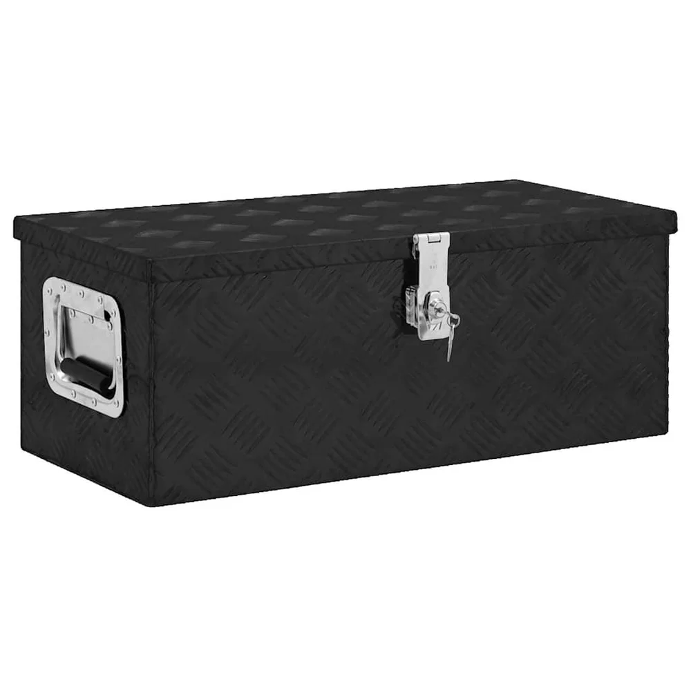 vidaXL Oppbevaringsboks svart 70x31x27 cm aluminium v:2596208