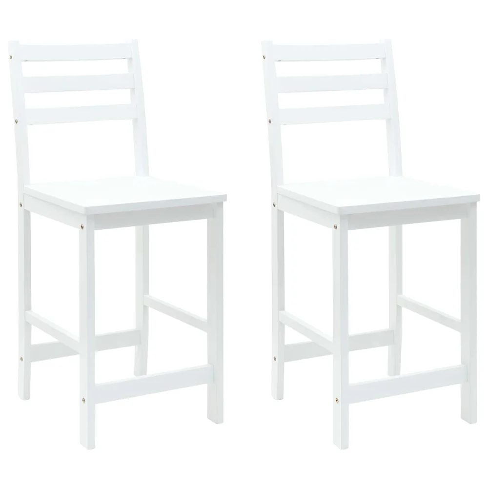 vidaXL Spisestoler 2 stk. Solid Gummitre Hvit 40 x 47,5 x 99,5 cm v:485341