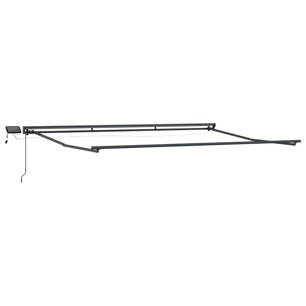 vidaXL Manual Awning Frame with Solar LED 4 x 3 m Antrasitt v:2613948