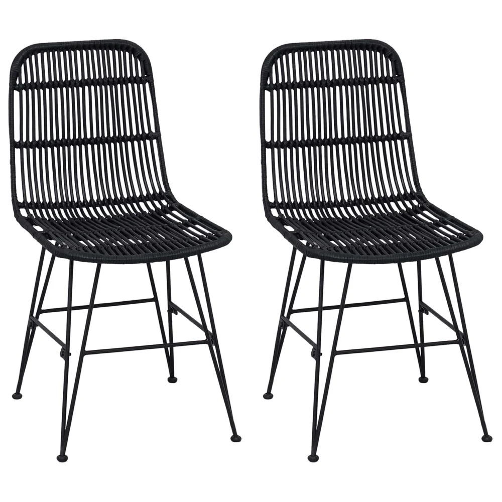 vidaXL Spisestol 2 stk. Rattan og Stål Svart 41 x 55 x 85 cm v:806055 vidaXL Spisestol 2 stk. Rattan og Stål Svart 41 x 55 x 85 cm v:806055