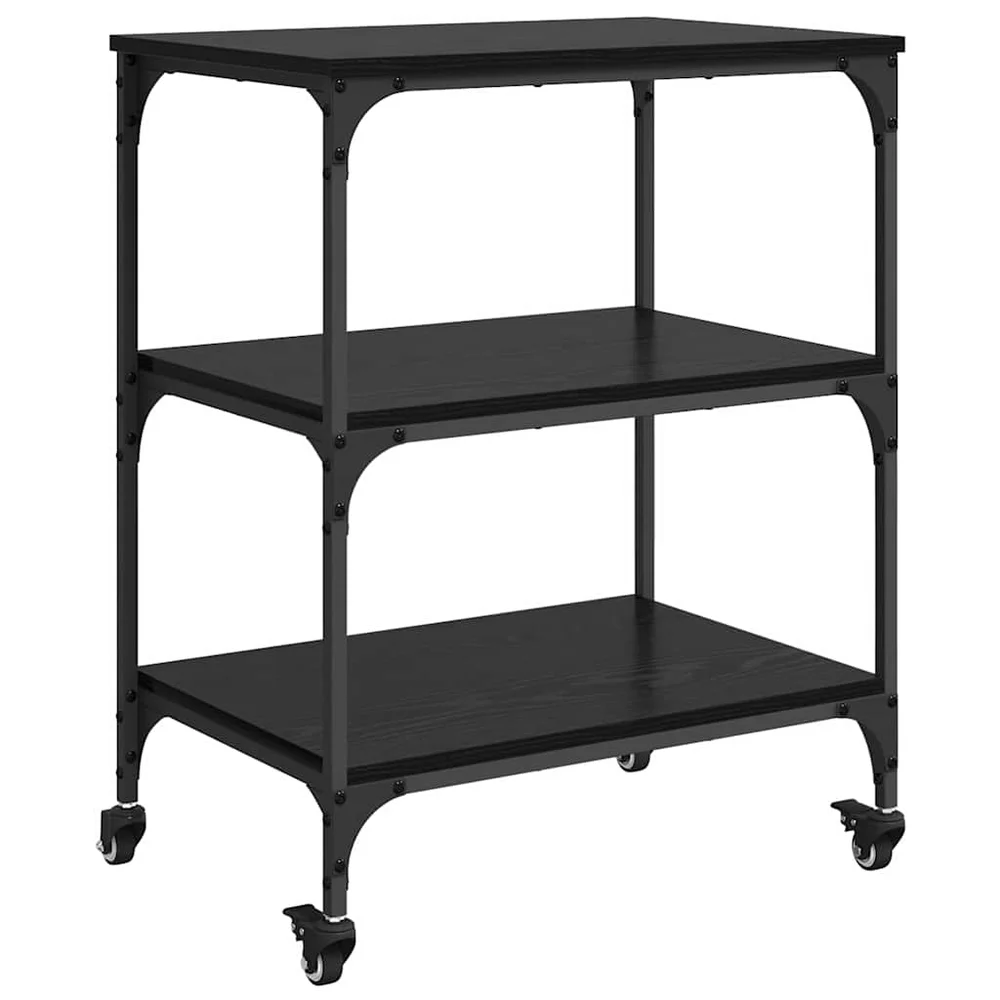 vidaXL Kjøkkenvogn Svart Eik 60 x 41 x 76 cm Konstruert tre v:5766952