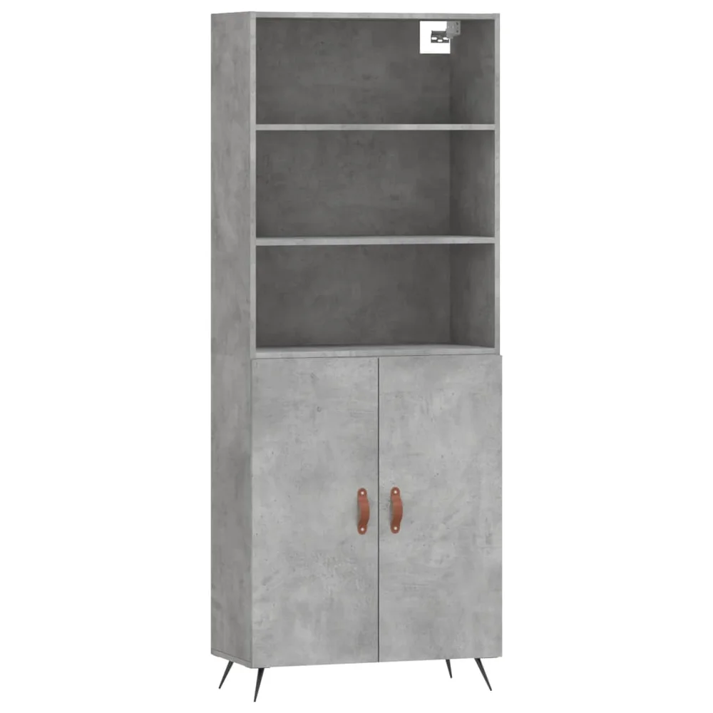 vidaXL Highboard betonggrå 69,5x34x180 cm konstruert tre v:3892583