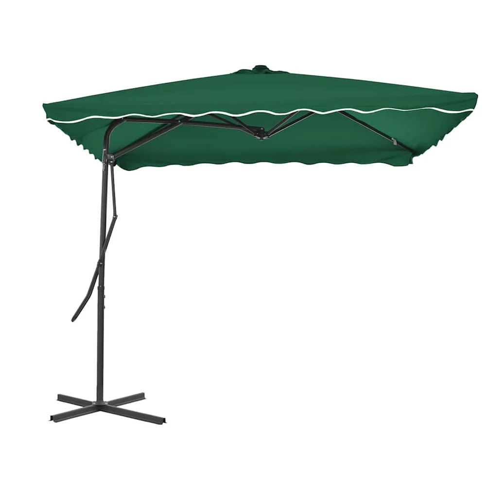 vidaXL Parasoll med stålstang 250x250 cm grønn v:4791055