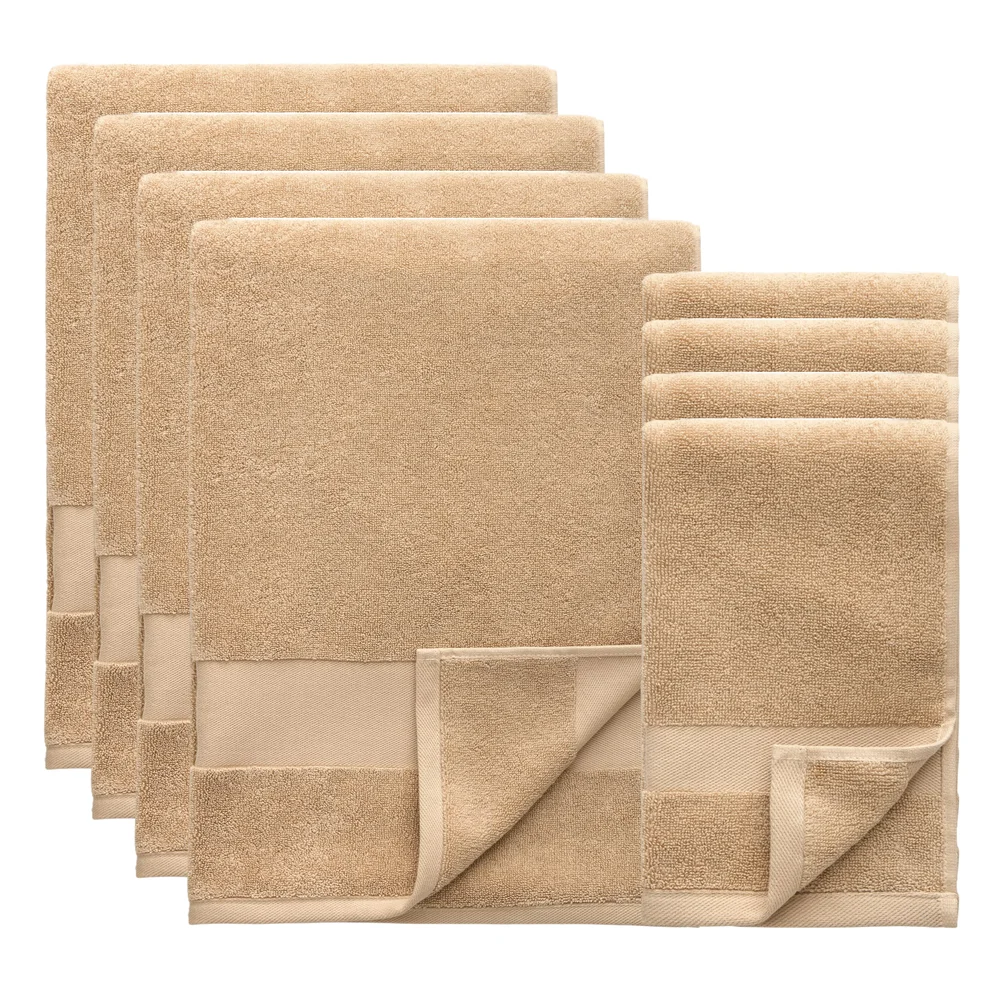 Alva Håndklesett 50×70 + 70×140 cm 8-pk, Sand v:8195027 Alva Håndklesett 50×70 + 70×140 cm 8-pk, Sand v:8195027
