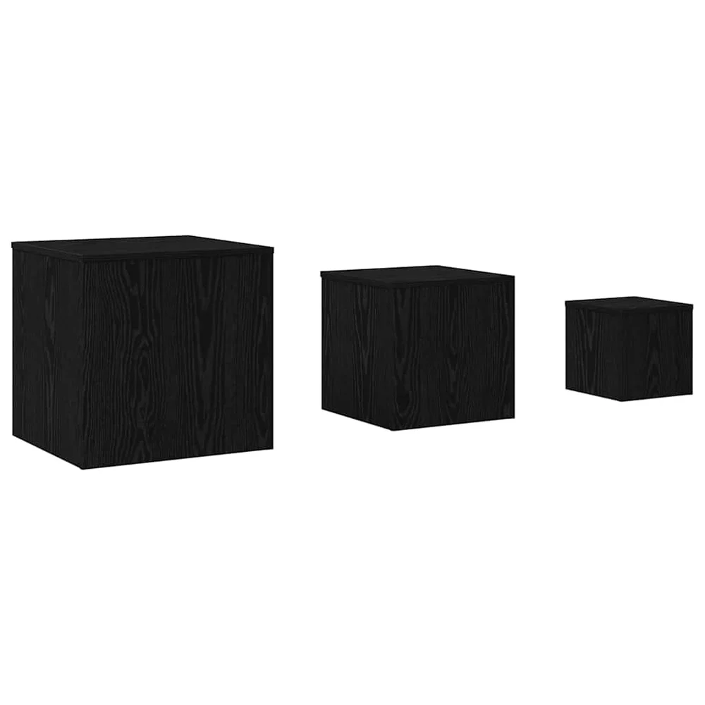 vidaXL Nesting Bord 3 stk. Svart Eik 45 x 45 x 45 cm Konstruert tre v:4770909