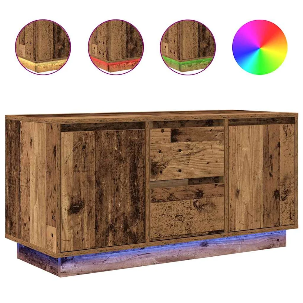 vidaXL TV-benk med LED-lys gammelt tre 100x41x50 cm v:1803059