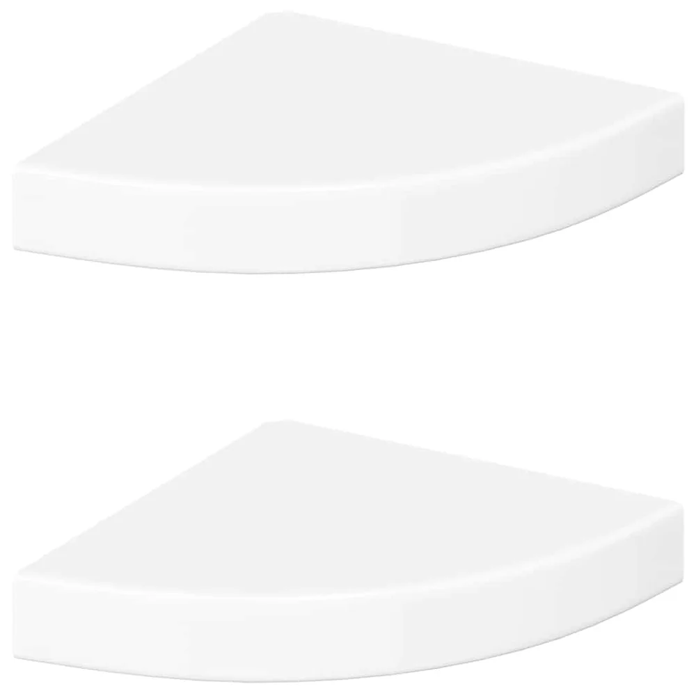 vidaXL Flytende hjørnehyller 2 stk høyglans hvit 25x25x3,8 cm MDF v:7193542