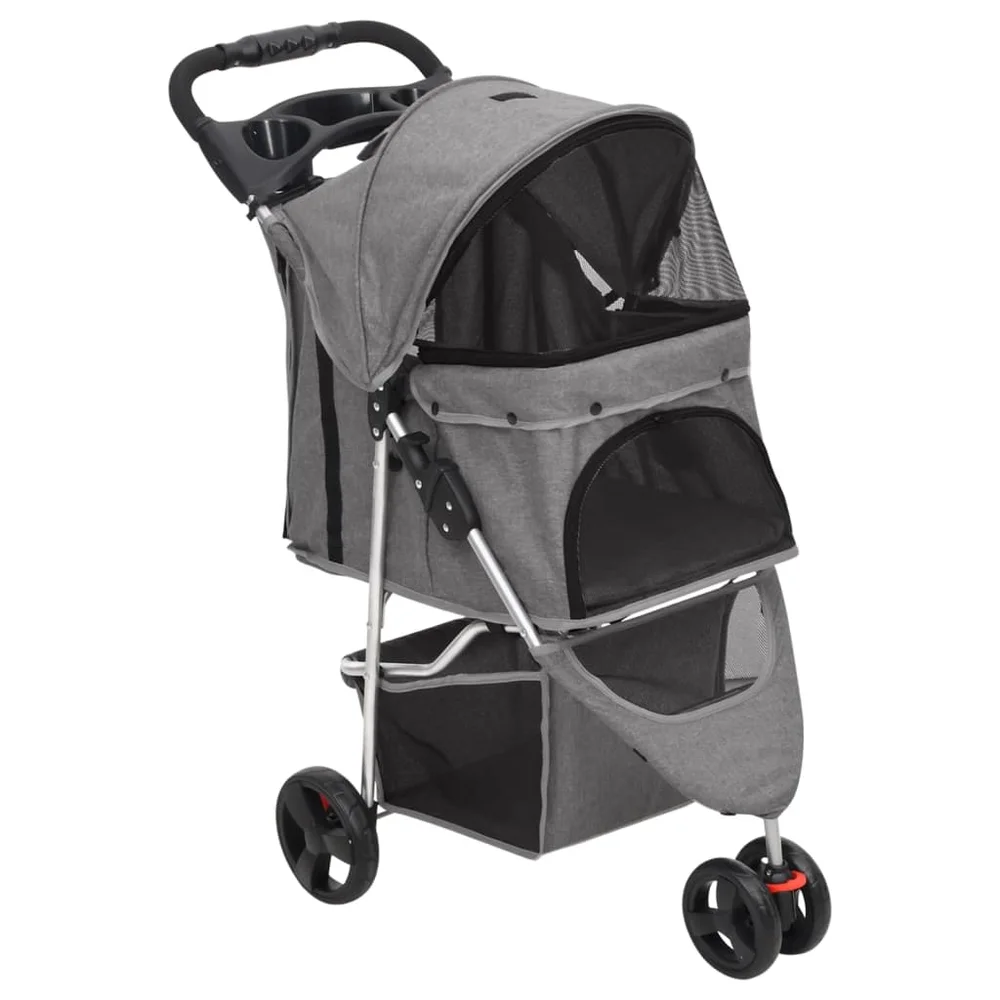 vidaXL Hundevogn sammenleggbar grå 80x46x98 cm oxford-stoff v:9575481 vidaXL Hundevogn sammenleggbar grå 80x46x98 cm oxford-stoff v:9575481
