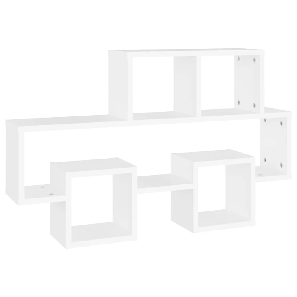 vidaXL Bilformet vegghylle hvit 82x15x51 cm konstruert tre v:158070