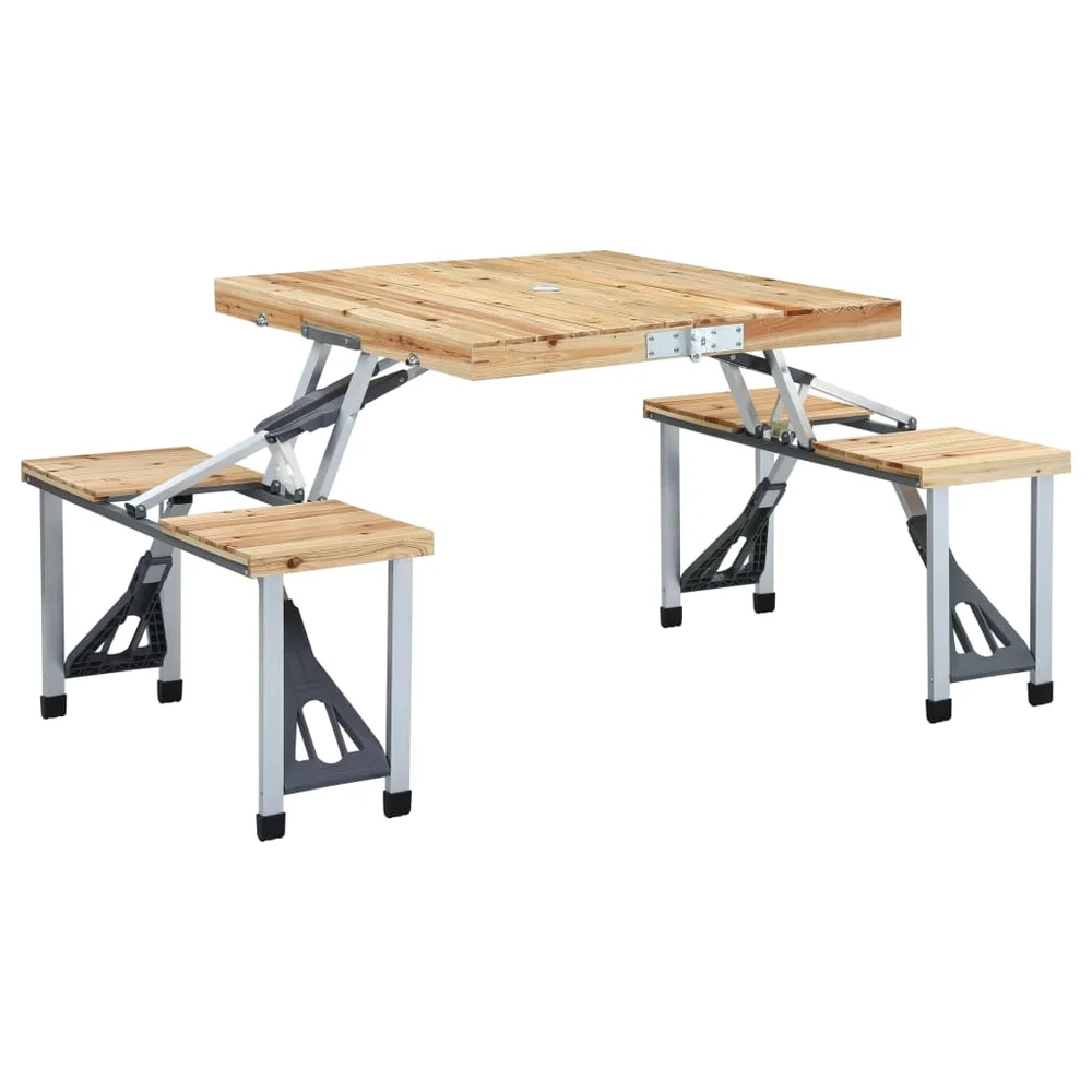 vidaXL Foldbart campingbord med 4 seter stål aluminium v:7457964