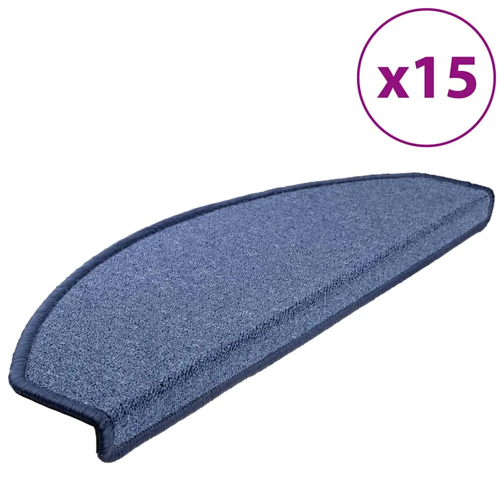 vidaXL Trappematter 15 stk 65x24x4 cm blå halvrund store v:2179053