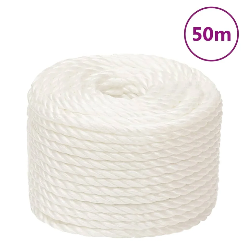 vidaXL Arbeidstau hvit 10 mm 50 m polypropylen v:457446