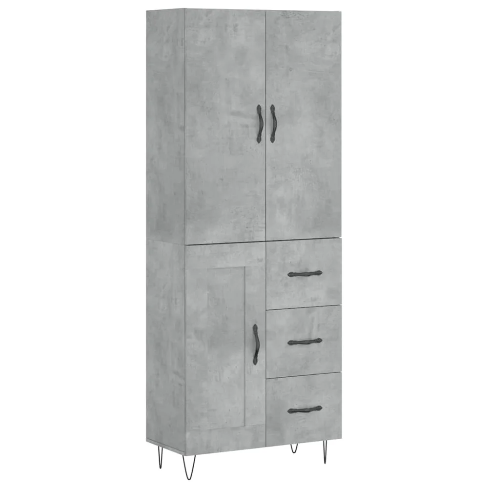 vidaXL Highboard betonggrå 69,5x34x180 cm konstruert tre v:9067253