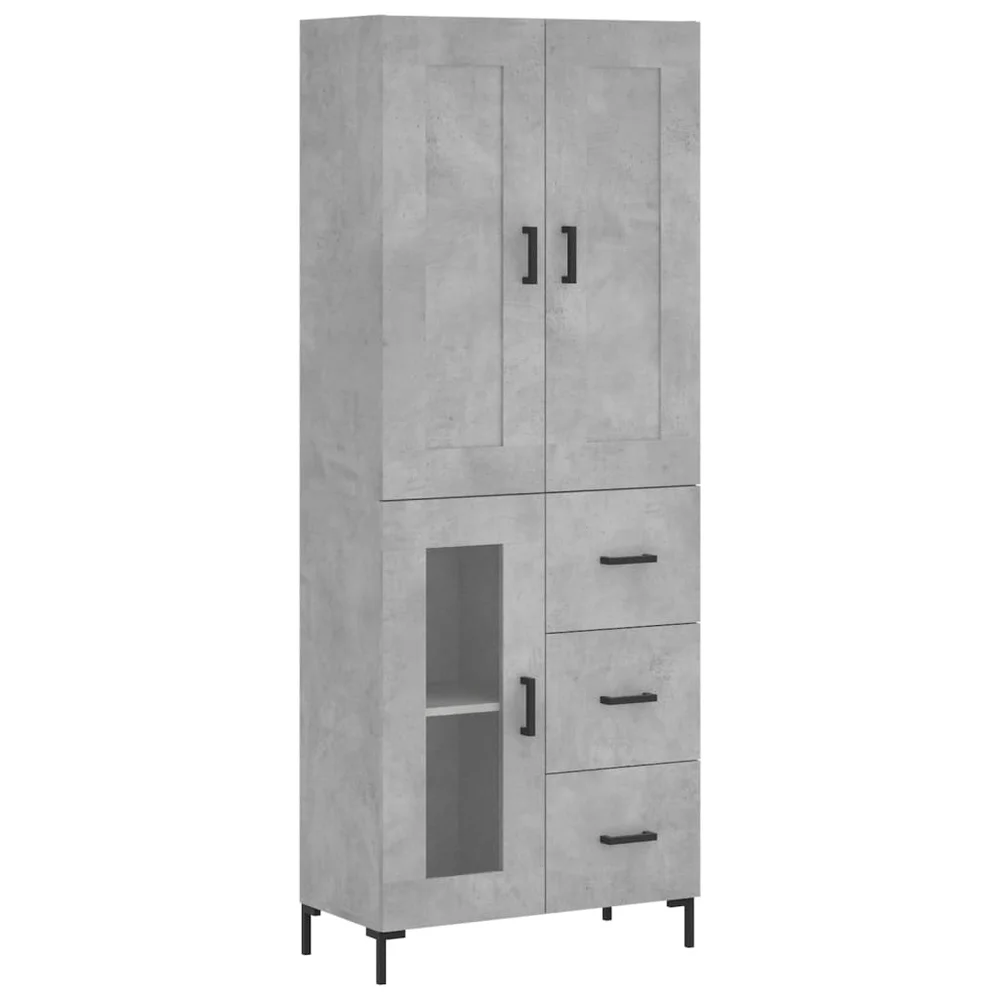 vidaXL Highboard betonggrå 69,5x34x180 cm konstruert tre v:2960258 vidaXL Highboard betonggrå 69,5x34x180 cm konstruert tre v:2960258