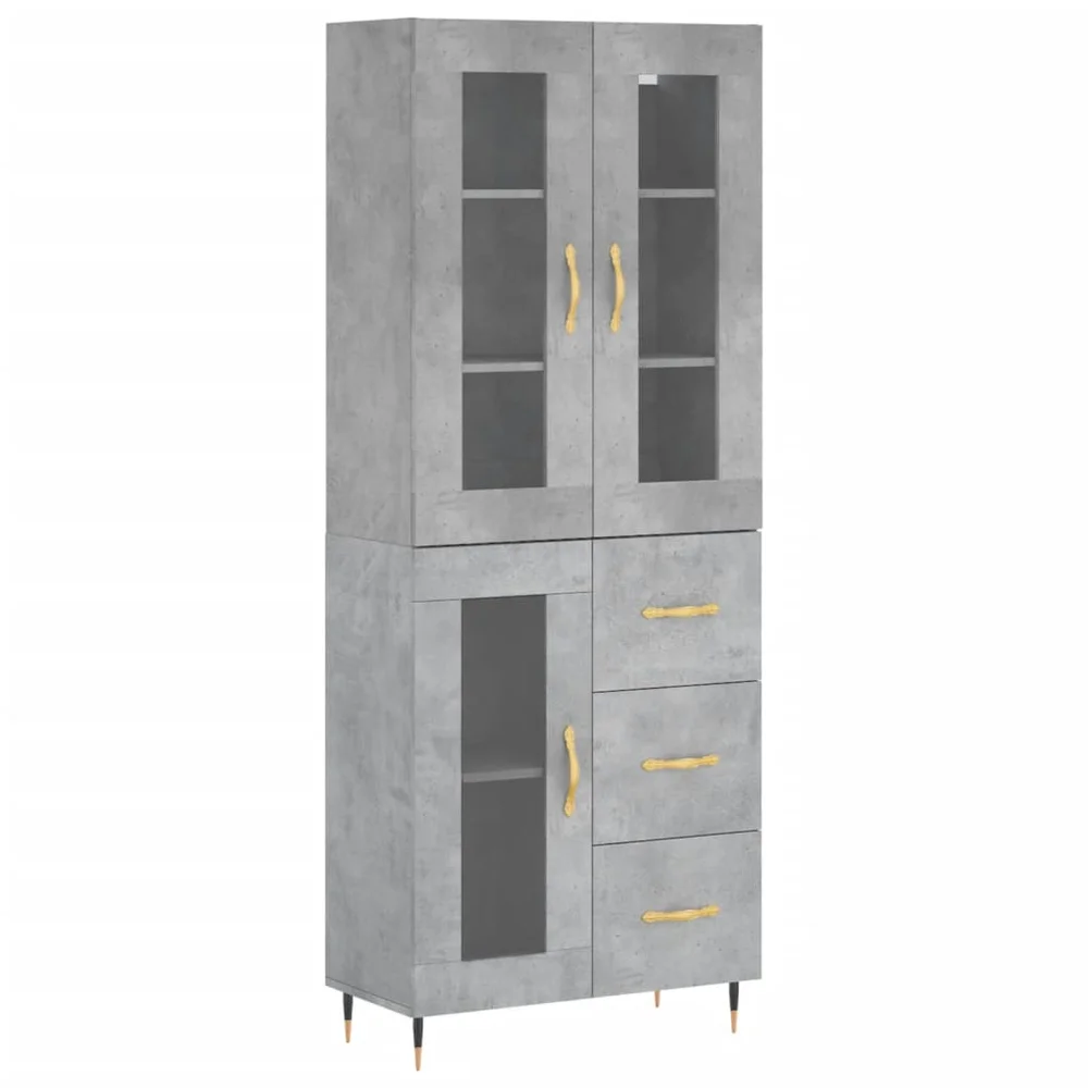 vidaXL Highboard betonggrå 69,5x34x180 cm konstruert tre v:1834420 vidaXL Highboard betonggrå 69,5x34x180 cm konstruert tre v:1834420