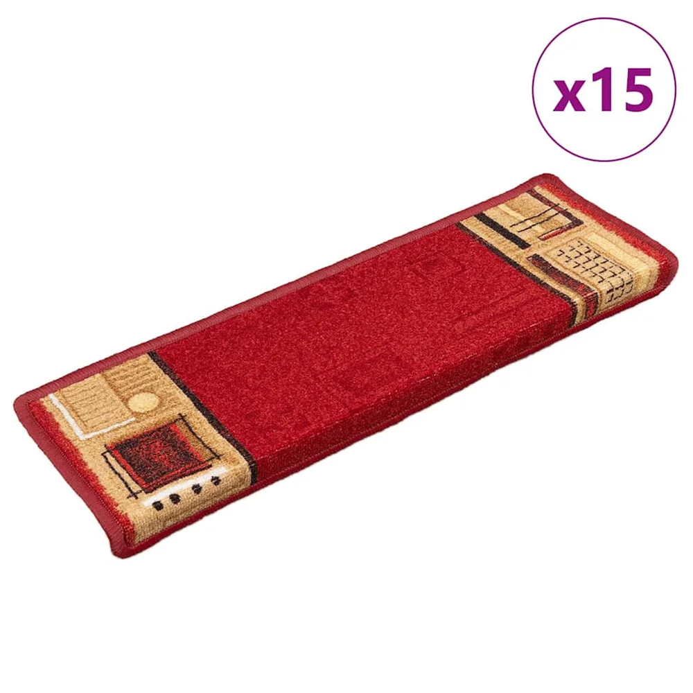 vidaXL Selvklebende trappematter 15 stk 65x21x4 cm rød v:5676672 vidaXL Selvklebende trappematter 15 stk 65x21x4 cm rød v:5676672
