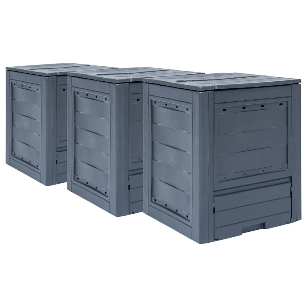 vidaXL Kompostkasser 3 stk grå 60x60x73 cm 780 L v:7065354