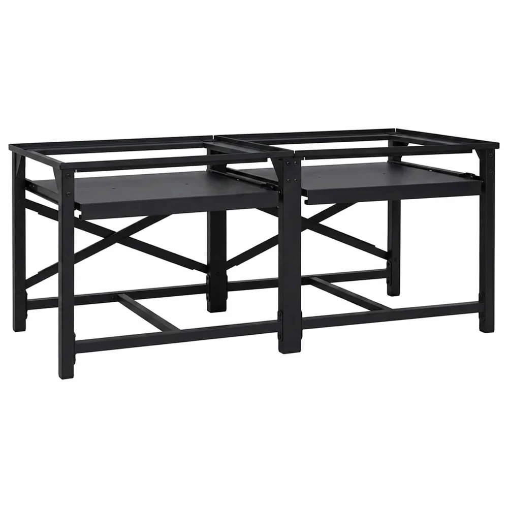 vidaXL Vaskemaskin Pedestal 2 stk. Svart 120 x 56 x 52 cm Stål v:2824949