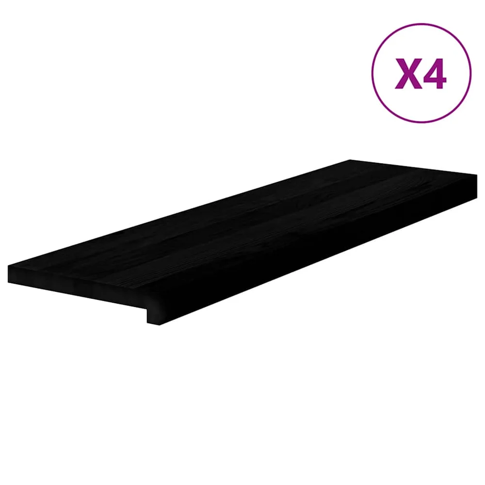 vidaXL Trappetrinn 4 stk brunsvart 90x30x2 cm heltre eik v:3125531