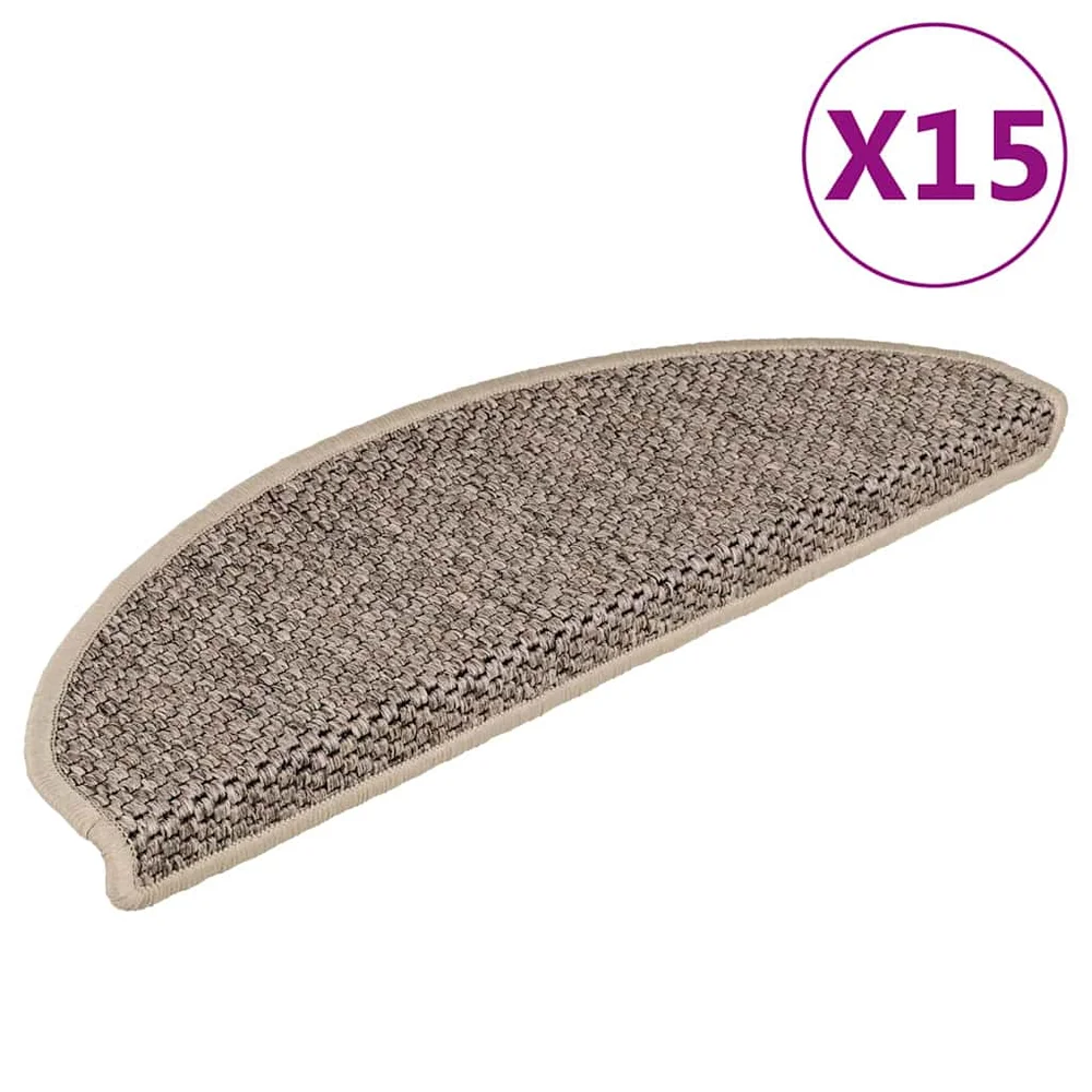 vidaXL Selvklebende trappematter sisal 15 stk 65x21x4 cm mørk beige v:9119898 vidaXL Selvklebende trappematter sisal 15 stk 65x21x4 cm mørk beige v:9119898