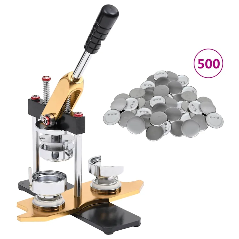 vidaXL Buttonsmaskin 500 buttonsdeler med nål 25 mm roterende stempel v:4641057