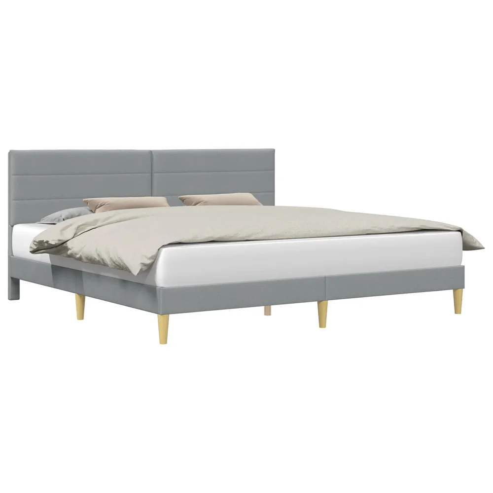 vidaXL Sengestamme med hodegjerde Lysegrå 180 x 200 cm Stoff v:8672492