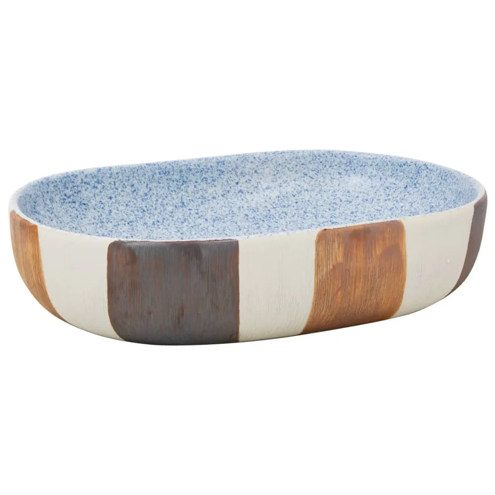vidaXL Benkeservant flerfarget oval 59x40x14 cm keramikk v:6088487