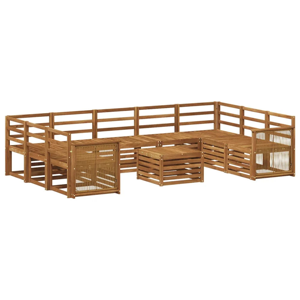 vidaXL Utendørs sofa-sett 10 stk. Naturlig Solid akasietre v:5512688