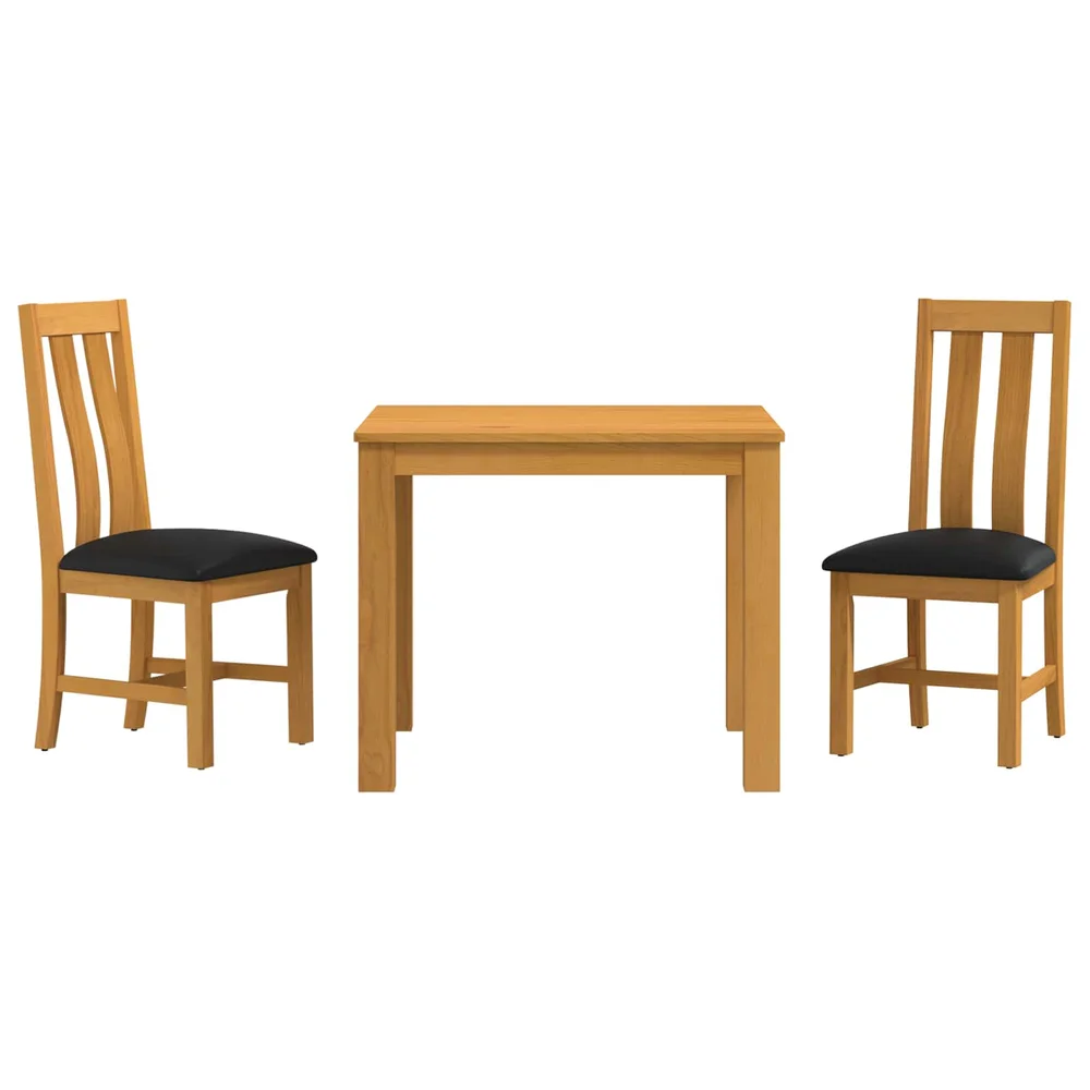 vidaXL Spisestuesett 3 stk. Svart Massivt Eiketre v:4566430