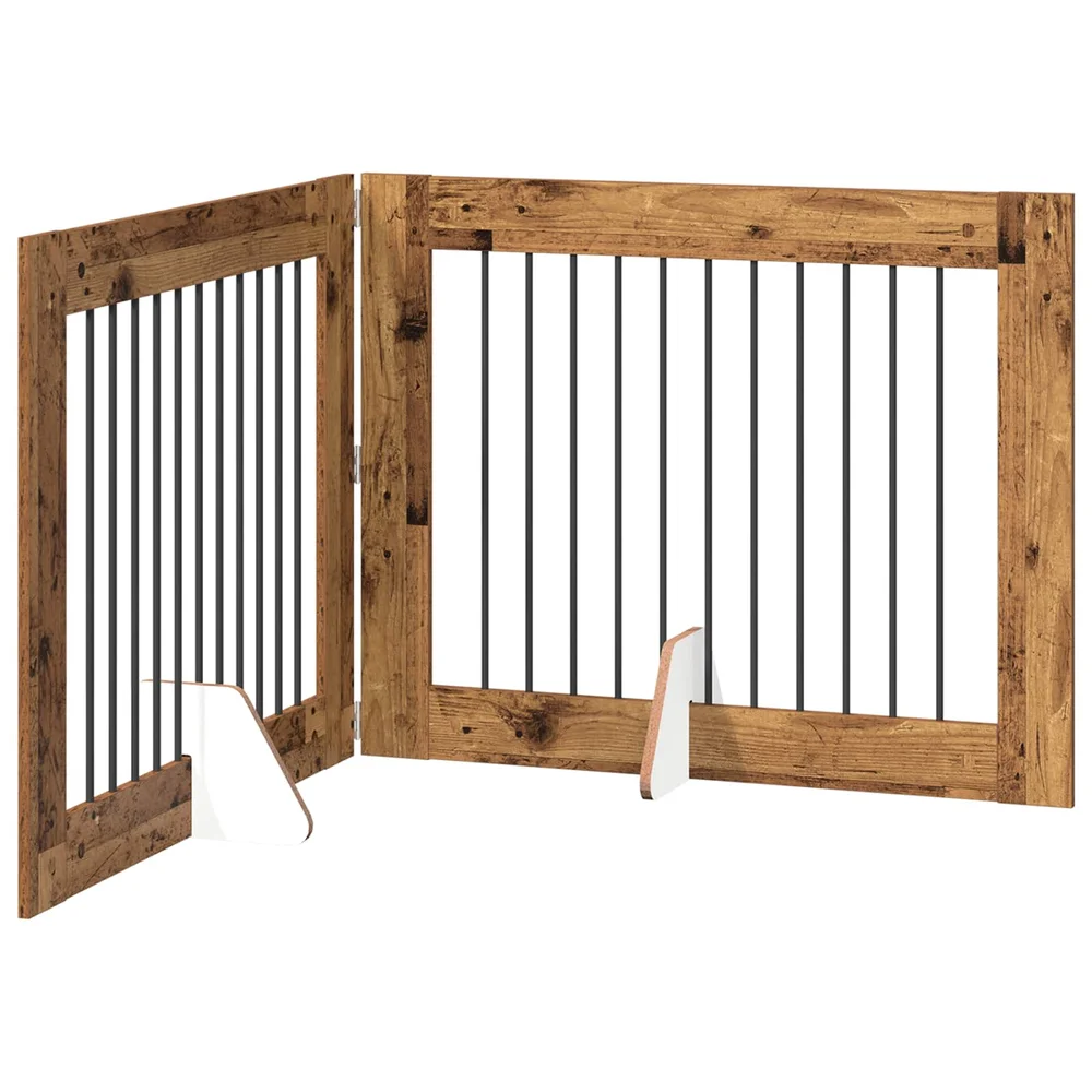 vidaXL Foldbar hundegitter med stativer 2 stk. Gammelt tre 200,5 cm v:4755469 vidaXL Foldbar hundegitter med stativer 2 stk. Gammelt tre 200,5 cm v:4755469