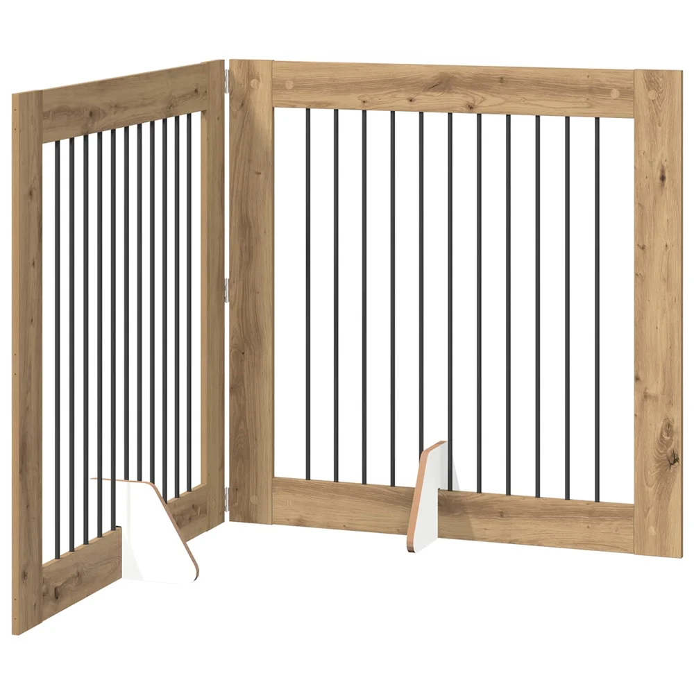 vidaXL Foldbar hundegitter med stativer 2 stk. Artisan eik 200,5 cm v:9818881 vidaXL Foldbar hundegitter med stativer 2 stk. Artisan eik 200,5 cm v:9818881