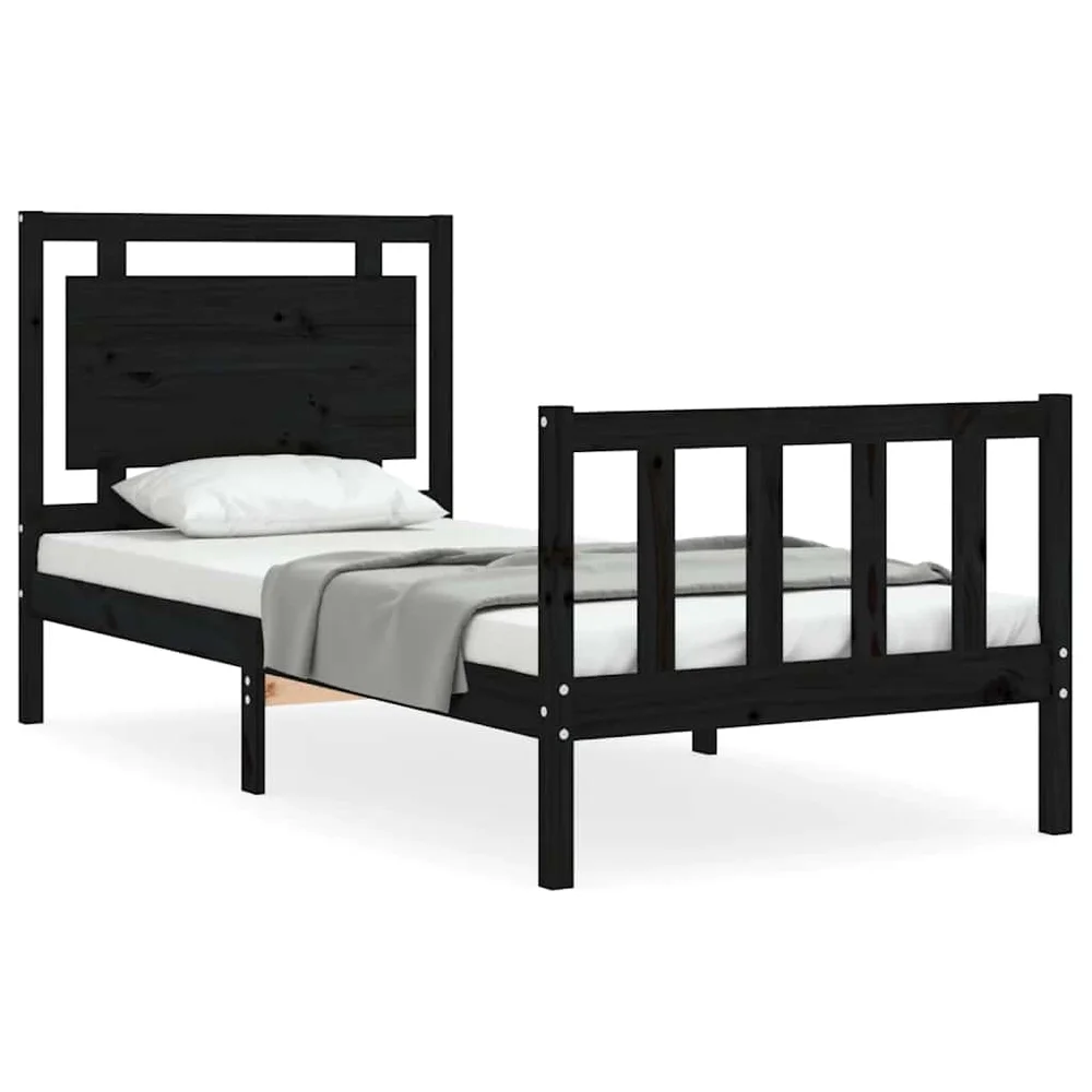 vidaXL Sengeramme med hodegavl svart small single heltre v:3864053
