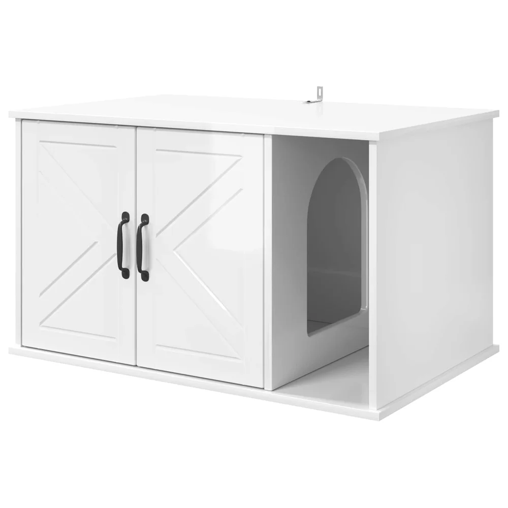 vidaXL Katt Hus Glanset Hvit 85 x 55 x 50,5 cm Konstruert tre v:9286218 vidaXL Katt Hus Glanset Hvit 85 x 55 x 50,5 cm Konstruert tre v:9286218