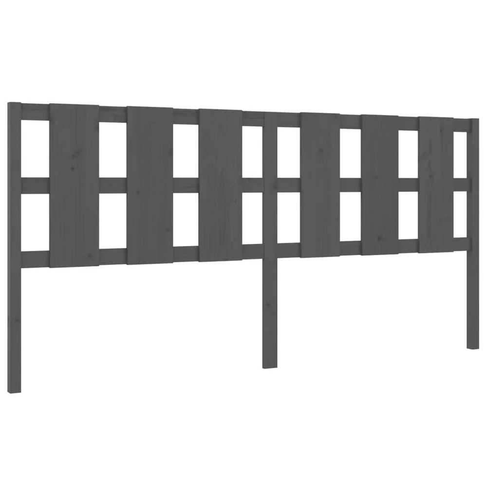 vidaXL Sengegavl grå 205,5x4x100 cm heltre furu v:3516508