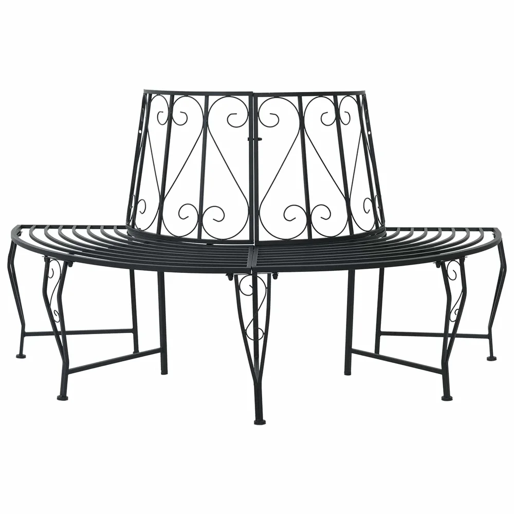 vidaXL Trebens 4 -seter 160 x 80 x 89 cm steel Svart halvrund v:2638355