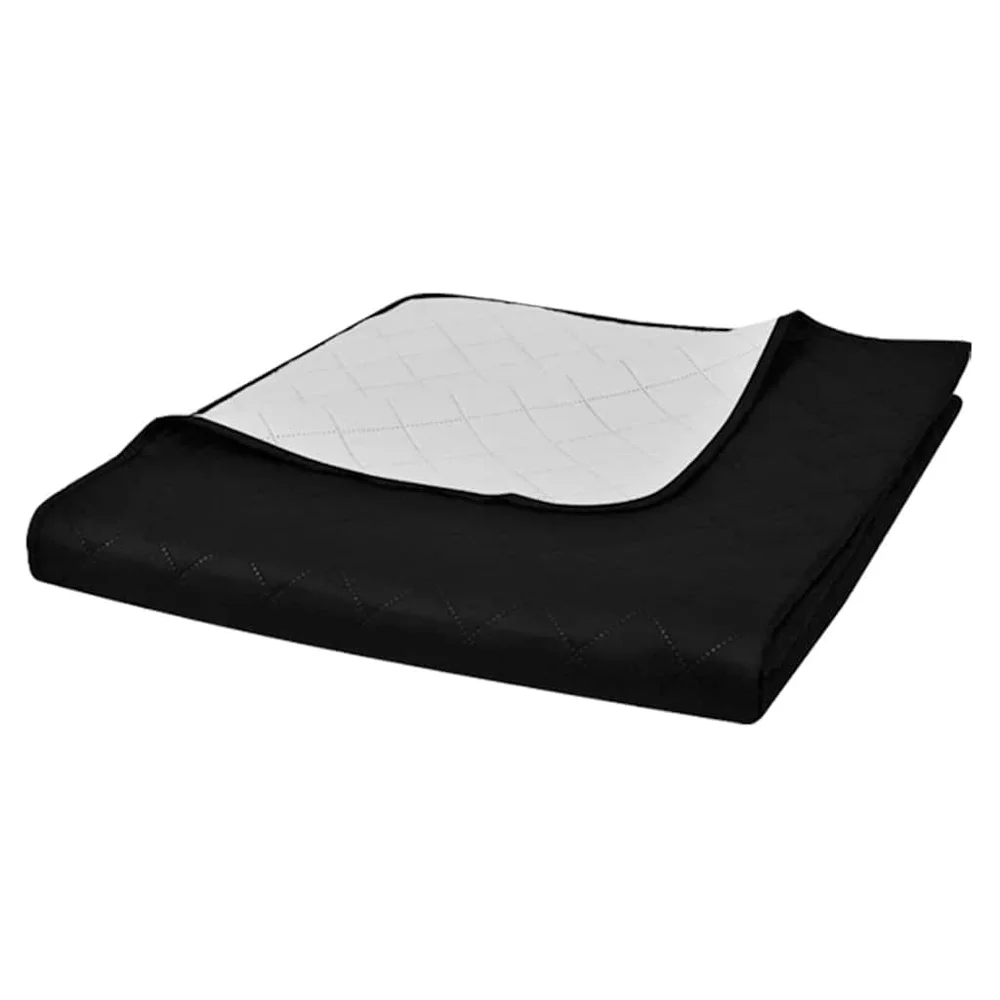 Tosidig vattert sengeteppe svart/hvit 170 x 210 cm v:7841373