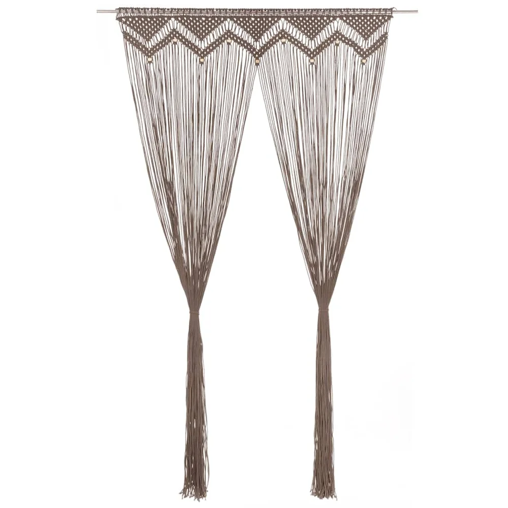 vidaXL Makramé gardin taupe 140x240 cm bomull v:4092717