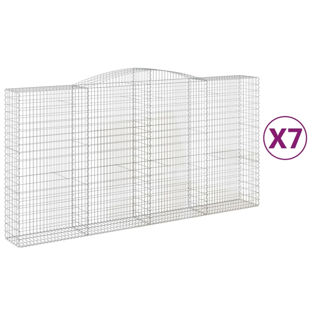 vidaXL Gabionkurver buede 7 stk 400x50x200/220 cm galvanisert jern v:7232646